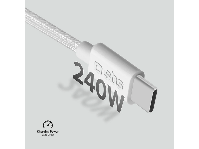 SBS USB-C - USB-C 4.0 kabel, bijeli (TECABLETISSUETCC40GB)