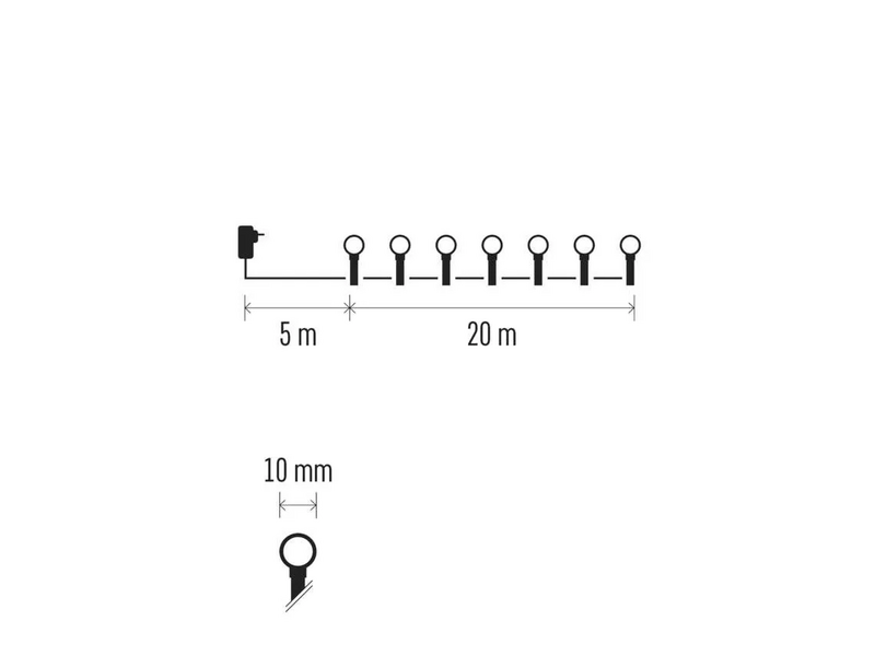 Emos LED fényfüzér, cseresznye, többszínű, 20m (D5AM03)