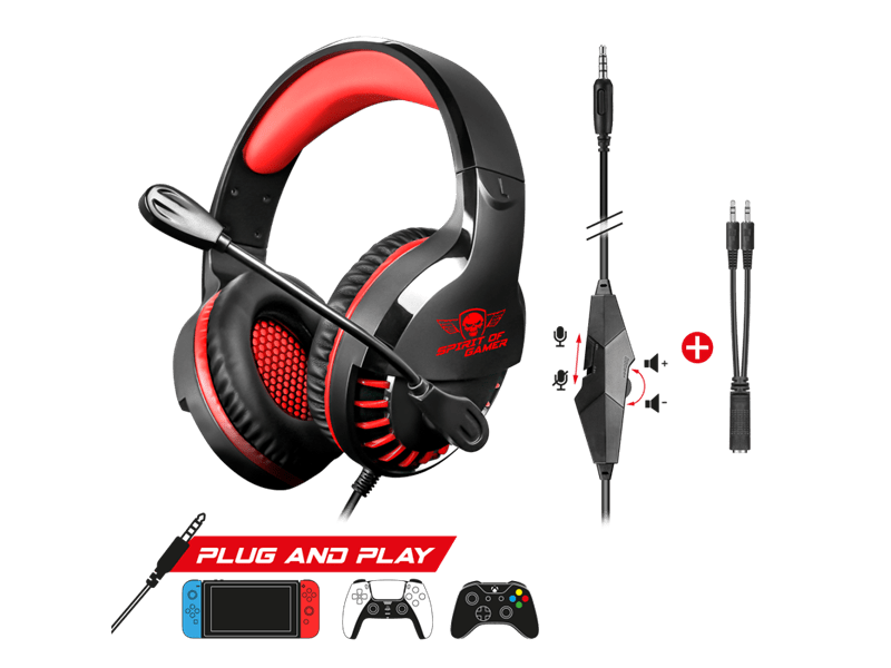 Spirit of Gamer PRO-H3 Gaming headset, piros