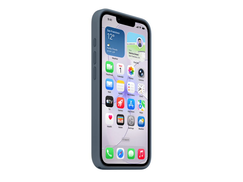 Apple iPhone 17e MagSafe-rögzítésű szilikontok, acélkék