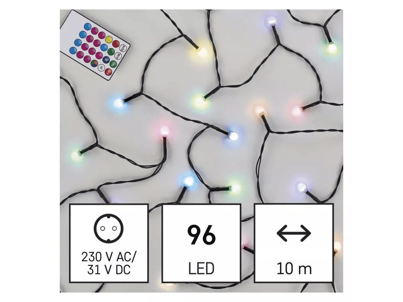 Emos D5AA01 LED karácsonyi fényfüzér, cseresznye – golyók, 10 m, RGB, távirányító, programok, időzítő