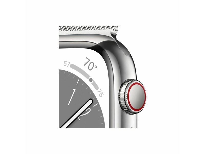 Apple Watch Series 8 Cellular 41mm ezüst roszdamentes tok , ezüst milánói pánt (MNJ83CM/A)