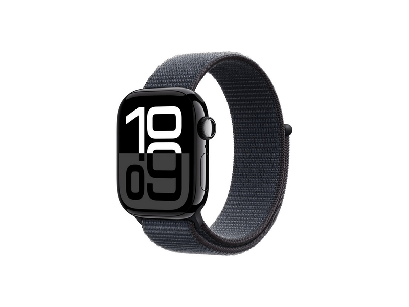 Apple Watch Series 10 GPS + Cellular – 42 mm-es kozmoszfekete alumíniumtok, tinta sportpánt (MWX83QH/A)
