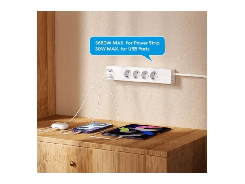 Meross Smart 30W gyorstöltős hosszabbító (MSP844SMA-EU)