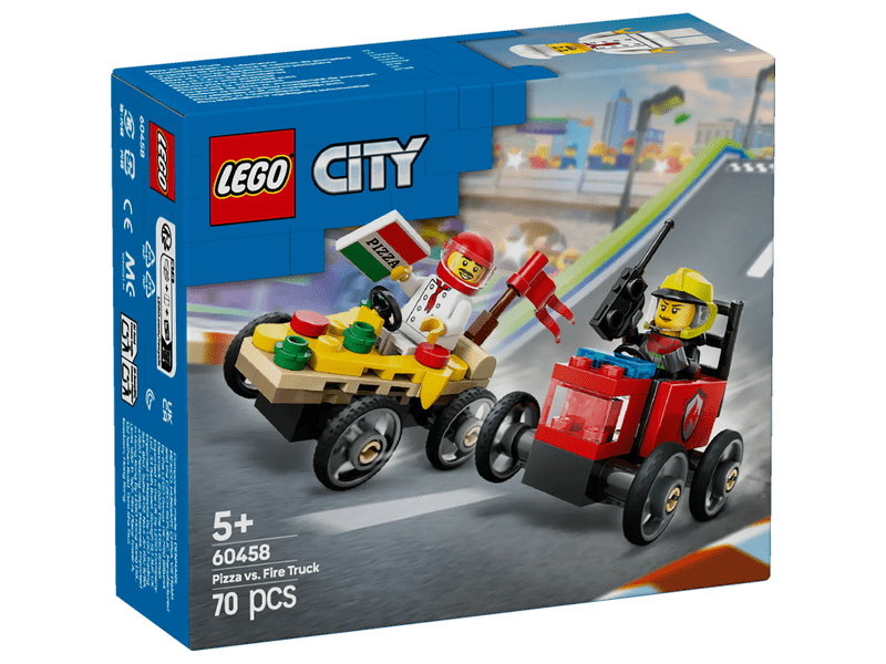 LEGO® City Pizza Truck vs. vatrogasno vozilo, paket trkaćih automobila (60458)