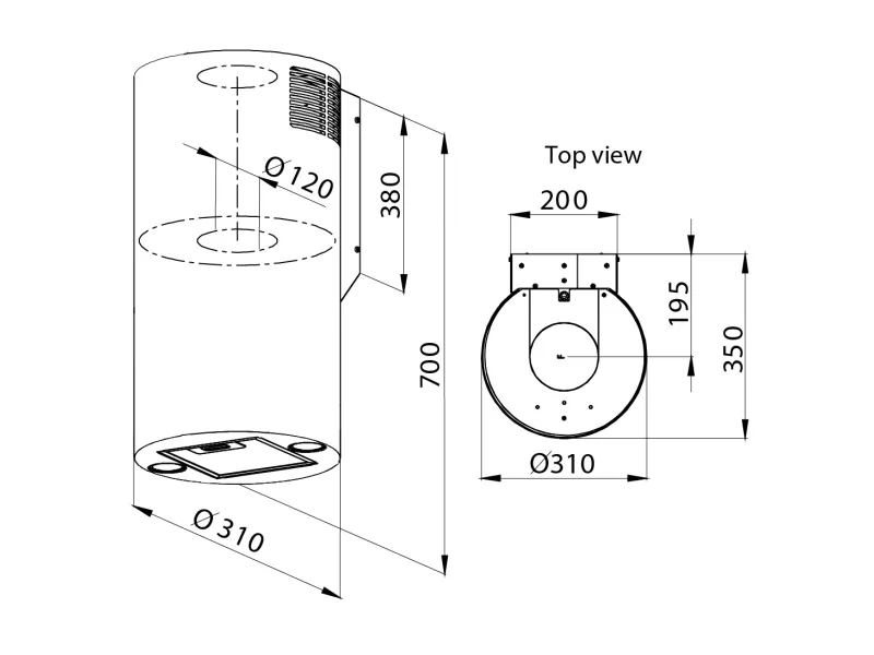 MPM MPM-31-OT-01 Fali páraelszívó, fekete