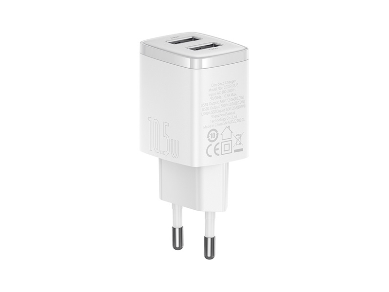 Baseus Compact hálózati töltő 10.5W, fehér