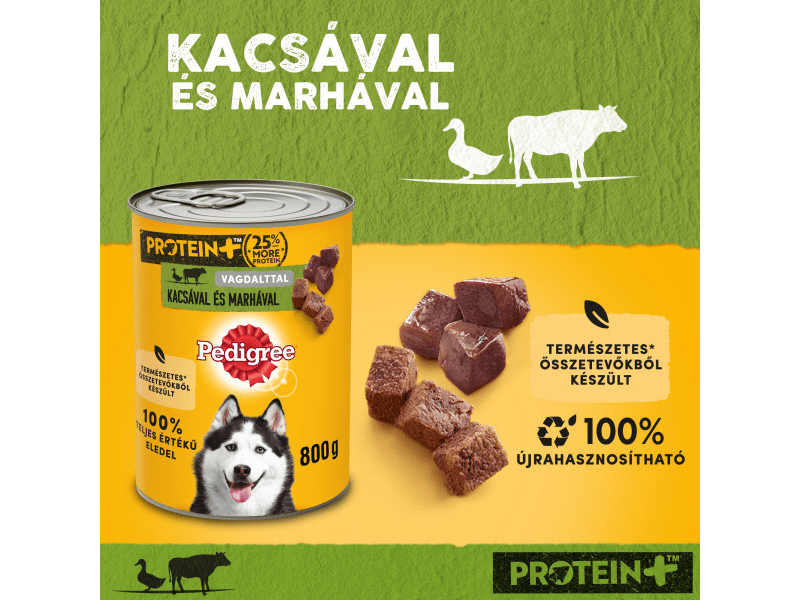 Pedigree kutya konzerv eledel kacsával és marhával felnőtt kutyák számára, 800 g (437496)