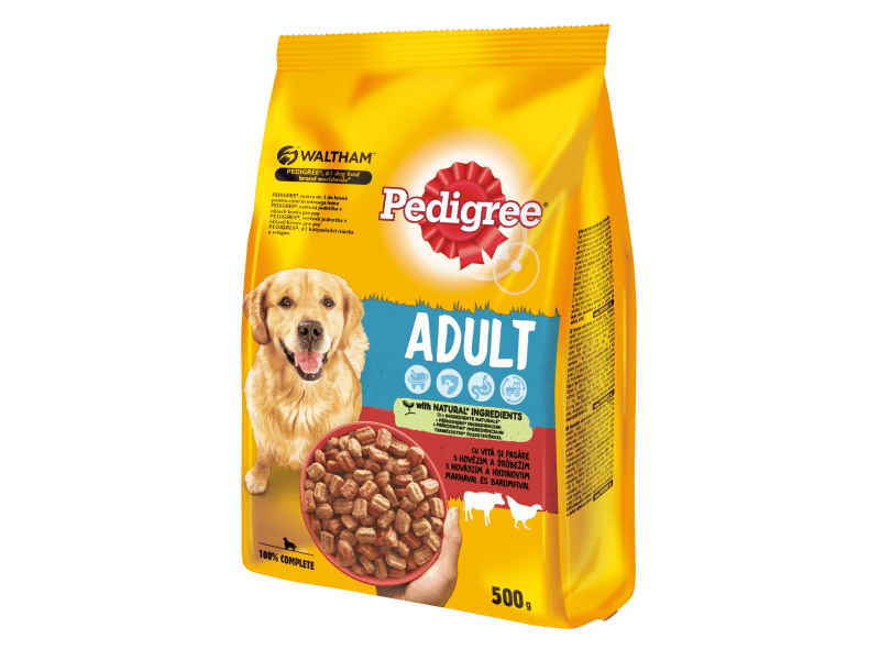 Pedigree száraztáp marha- és baromfihússal felnőtt kutyák számára, 500 g (434416)