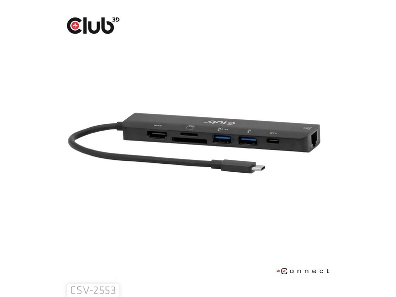 Club 3D CSV-2553 USB Hub, USB-C, 2xUSB-A, HDMI, RJ45, SD