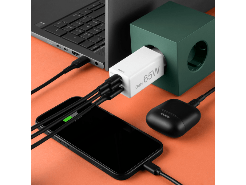 Hama Hálózati töltő, USB + TYPE-C , 65W (201996)