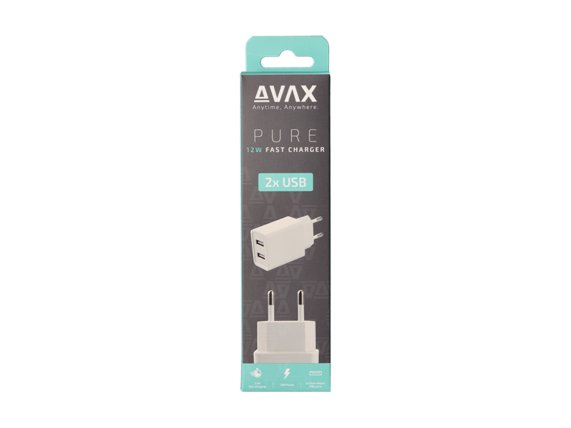 Avax CH301 Pure Network zidni punjač, 2xUSB, 12W
