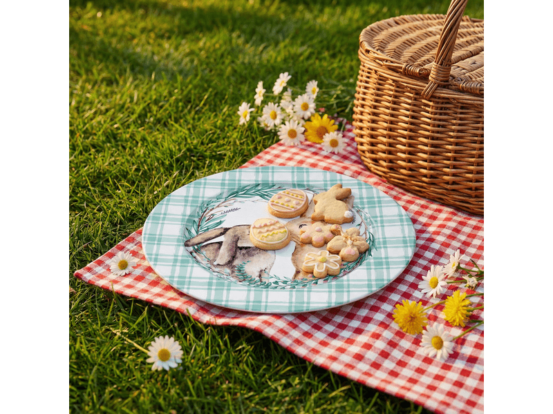 Family 57969A Húsvéti tálca, fém, nyuszis, 33 cm