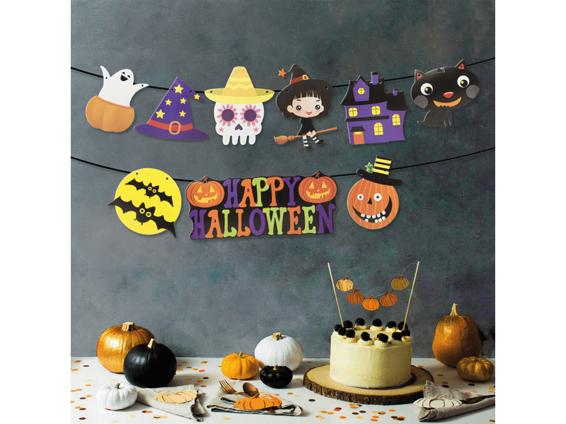 Family 58169 Halloween-i papír girland - többféle motívummal - 3,5 m