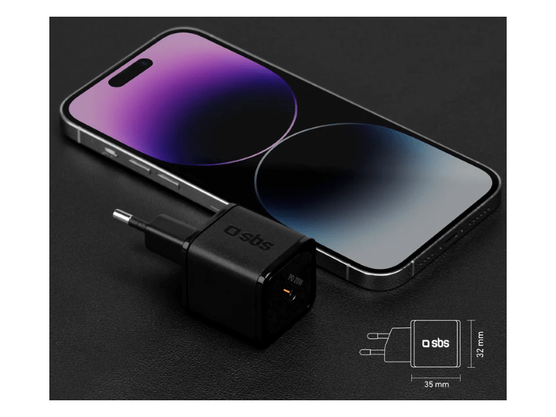 SBS NanoTube GaN 20W töltő, fekete (TETRGAN1C20K)