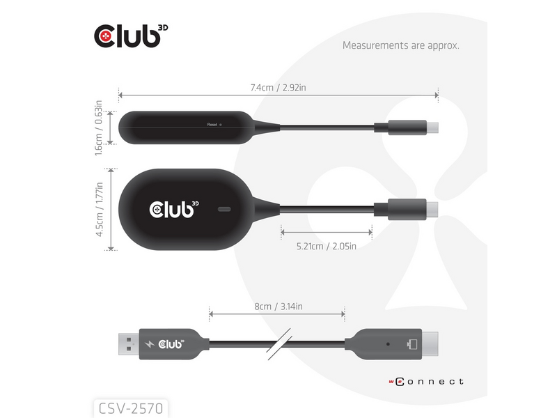 Club 3D CSV-2570 Wireless USB-C® to HDMI™ Transmitter és Receiver