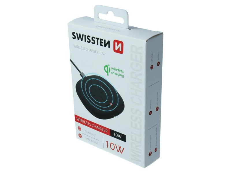 Swissten vezeték nélküli töltő, 10W, fekete (22055500)