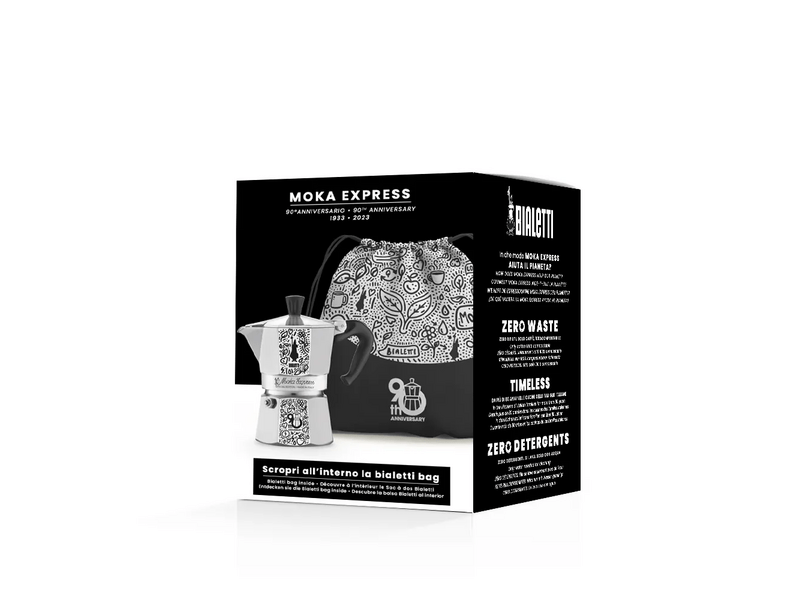 Bialetti Moka Express kotyogós kávéfőző 3 adagos, 90 éves évfordulós limitált kiadás + hátizsák (5175)