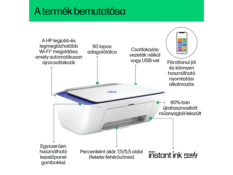 HP DeskJet 2821e All-in-One nyomtató (588Q2B), Instant Ink