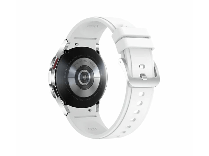 Samsung Galaxy Watch4 Classic eSIM 42 mm Okosóra, ezüst (SM-R885FZSAEUE) + Samsung Galaxy Fit2 Aktivitásmérő, Piros (SM-R220NZRAEUE)