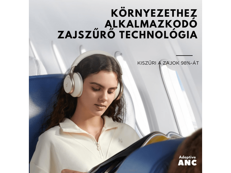 Anker Soundcore Space One Bluetooth fejhallgató, krémszínű (A3035G21)