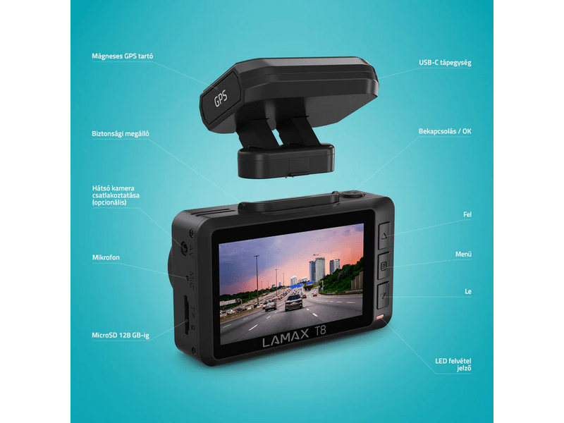 LAMAX T8 Menetrögzítő kamera (LXCDMNNNNT8BA)