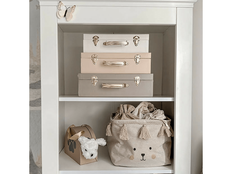 Bézs színű tároló bőrönd szett, 3 db-os (A3220)