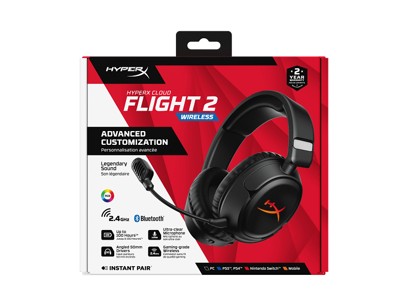 HyperX Cloud Flight 2 Gamer headset, fekete (B5VC4AA)