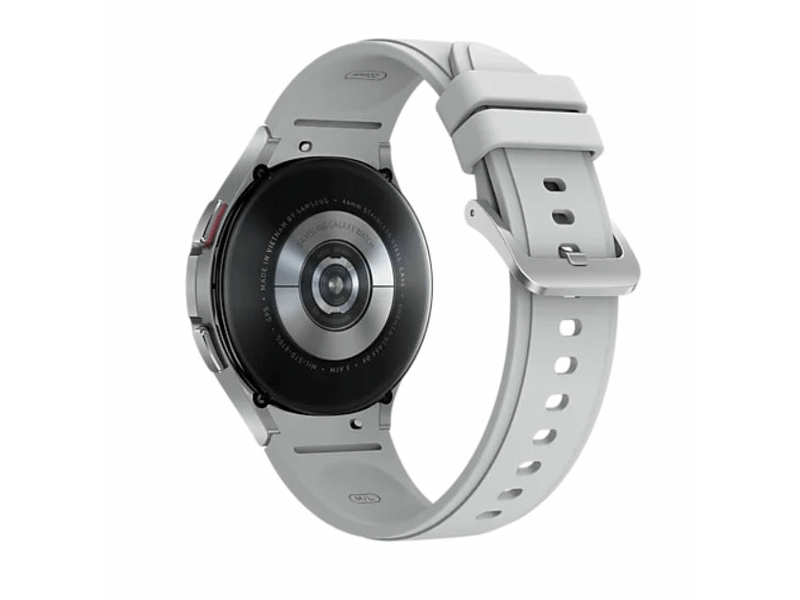 Samsung Galaxy Watch 4 Classic SM-R890NZSAEUE 46 mm Okosóra, ezüst + Samsung Galaxy Fit2 Aktivitásmérő, Piros (SM-R220NZRAEUE)