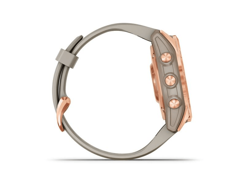Garmin Fenix 7S Solar Okosóra, Rosegold, Homok színű szilikon szíj (010-02539-11)