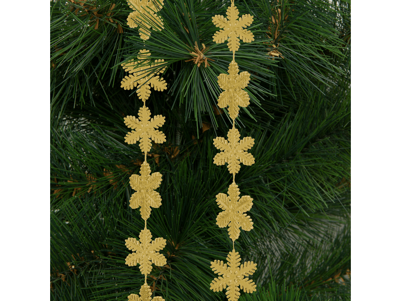 Karácsonyi girland hópehely 2,7 m arany