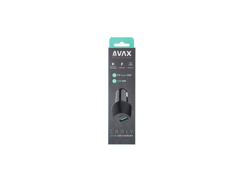 Avax CC302B Carly Autós töltő, USB+Type C