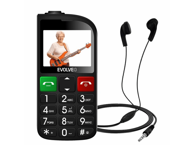 Evolveo EasyPhone FL nyomógombos mobiltelefon, fekete (SGM EP-801-FLB)