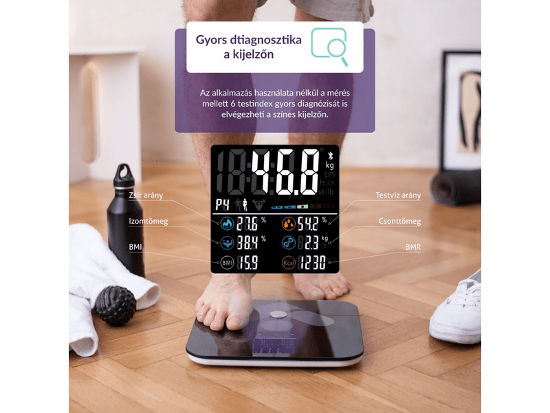 TrueLife FitScale W7 BT intelligens személymérleg, fekete