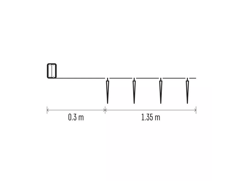 Emos DCGC01 LED karácsonyi fényfüzér – 10x jégcsap, 1,35 m, 2x AA, beltéri, hideg fehér, időzítő