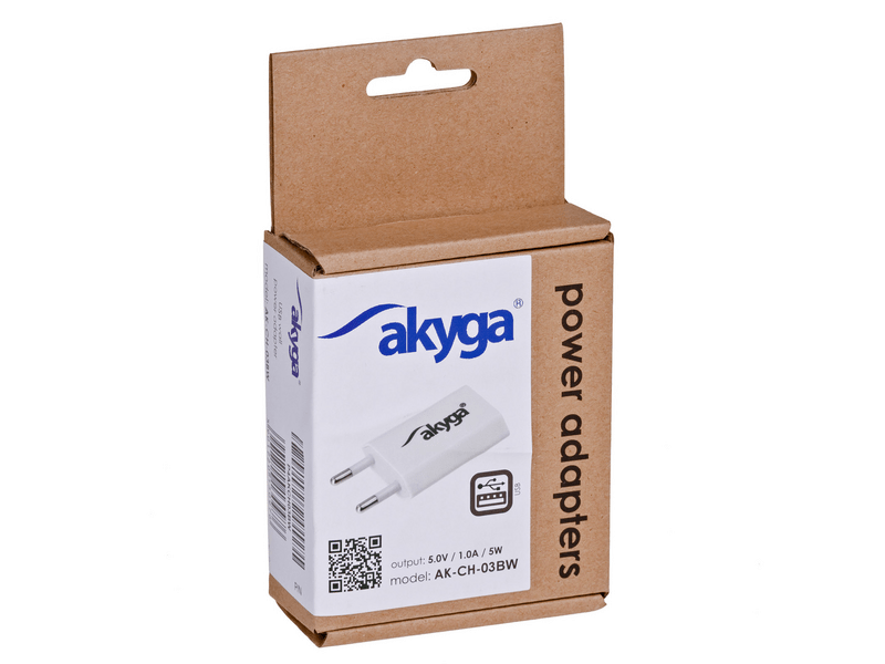 Akyga AK-CH-03WH USB-A 5V / 1A 5W Hálózati töltő