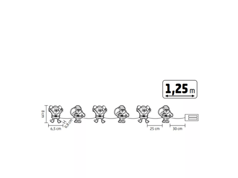 Home MLS6 Mikulás fényfüzér, szilikon, 6db melegfehér LED