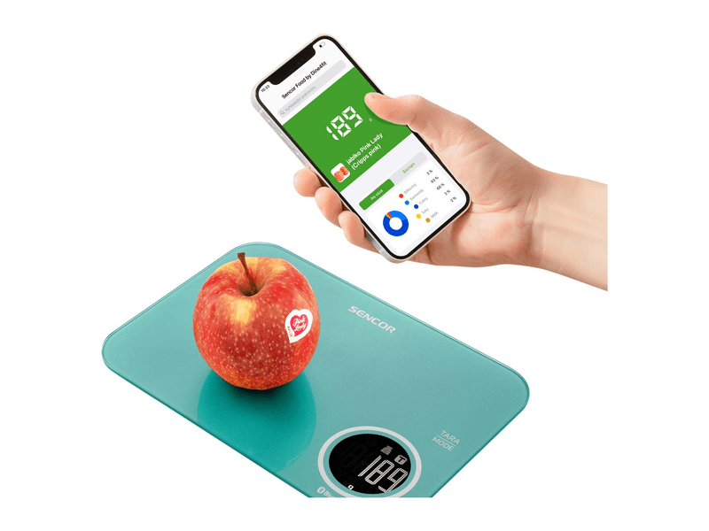 Sencor SKS 7071GR Smart konyhai mérleg, türkiz