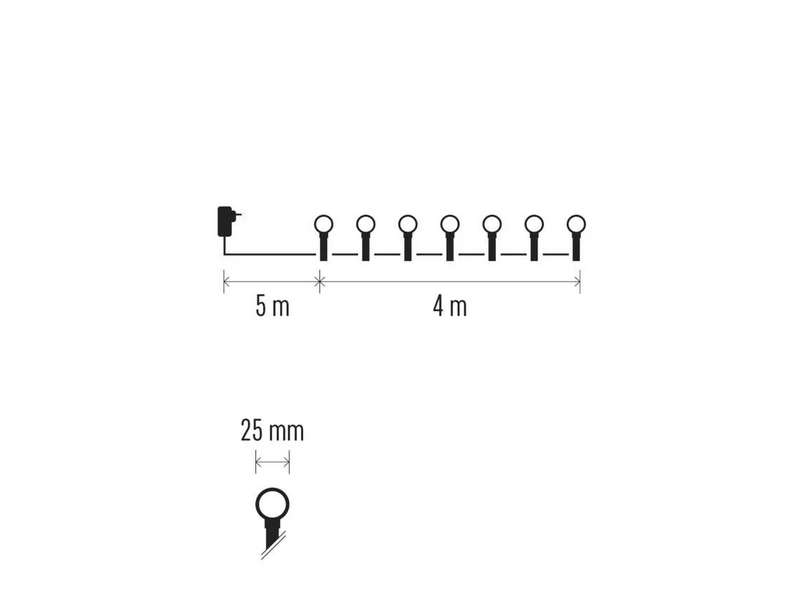 Emos LED fényfüzér, cseresznye, melegfehér, 4m (D5AW01)