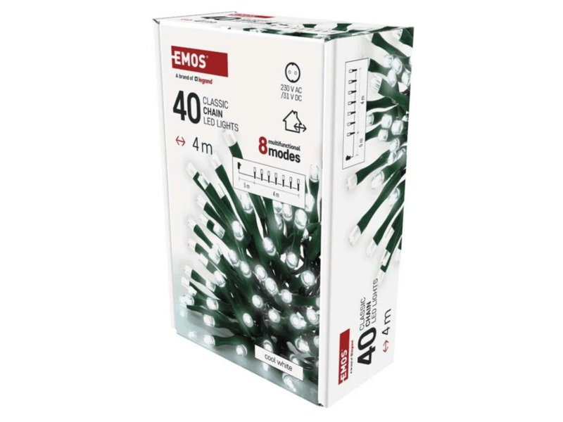 EMOS ZY0801T LED karácsonyi fényfüzér, 4 m, hideg fehér