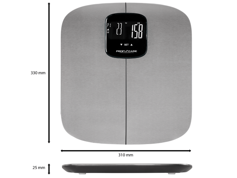 ProfiCare PCPW3006FAGR Személymérleg, rozsdamentes acél