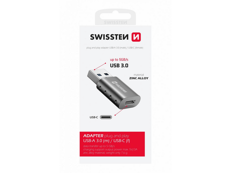 Swissten plug&play adapter USB-A - USB-C (55500200)