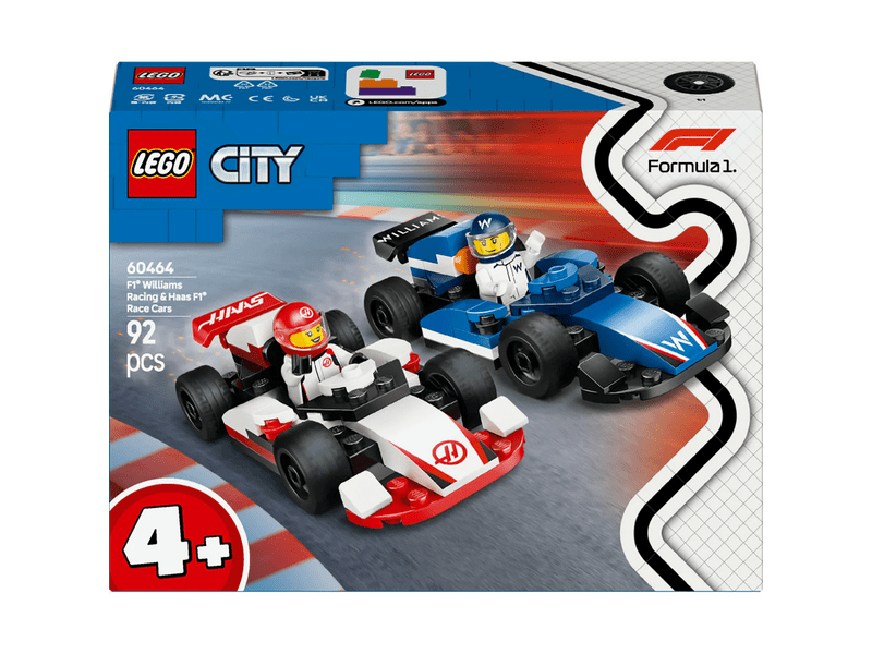 LEGO® City F1®-es Williams Racing és Haas F1® versenyautók (60464)