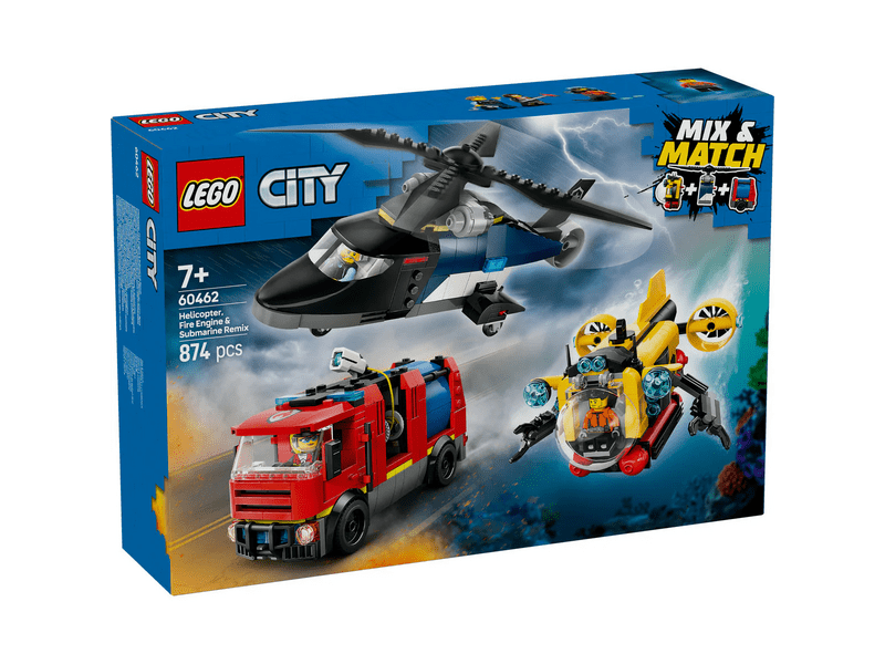 LEGO® City Helikopter, vatrogasno vozilo i podmornica u jednom paketu (60462)