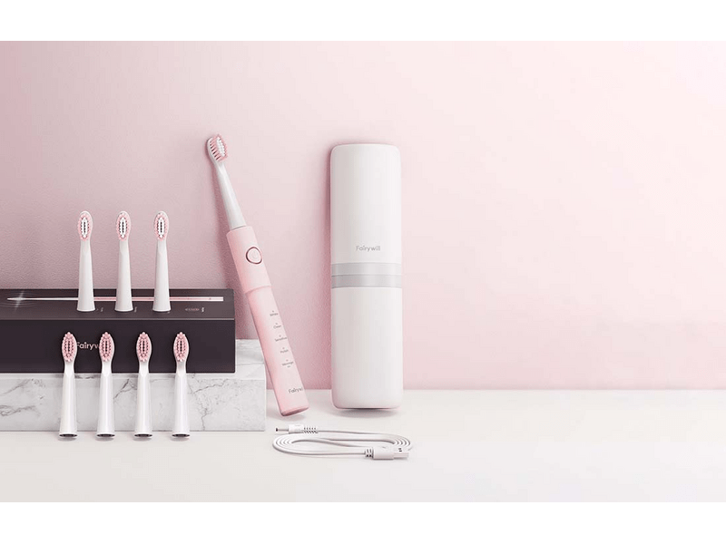 FairyWill FW-E11 Szónikus fogkefe készlet, Rózsaszín
