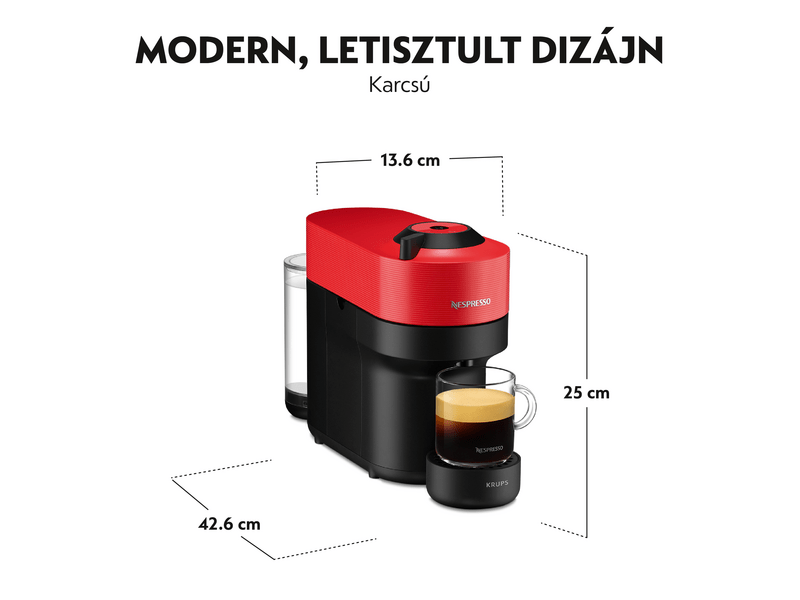 Krups XN920510 Vertuo Pop Kapszulás kávéfőző, piros