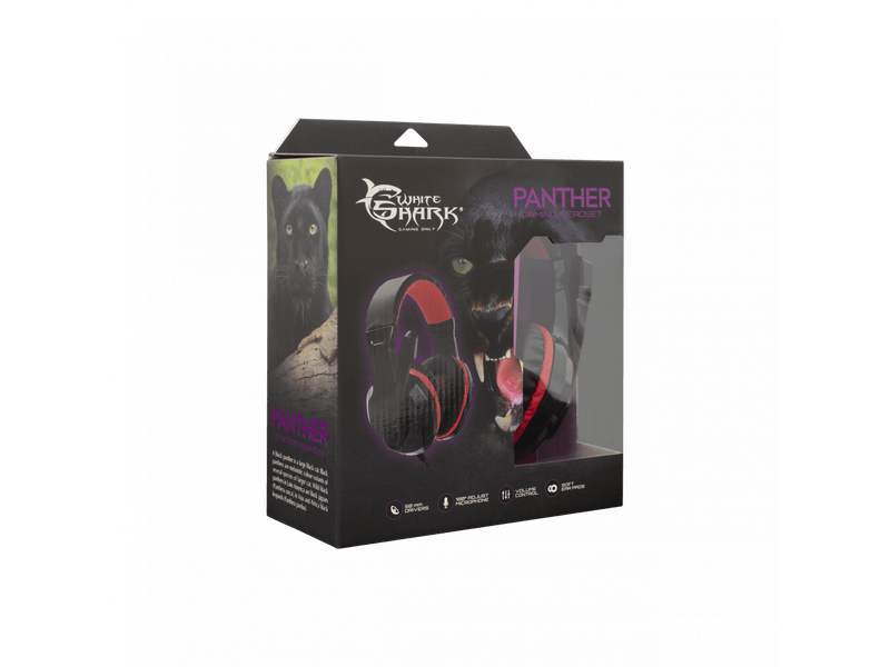 White Shark Panther gamer fejhallgató, fekete-piros (GHS-1641B/R)