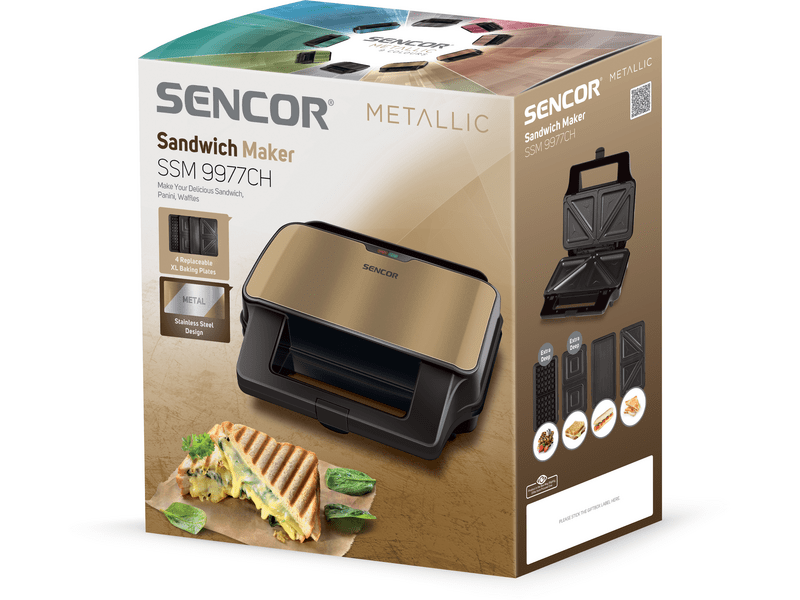 Sencor SSM 9977CH 4u1 toster za sendviče, boja šampanjca