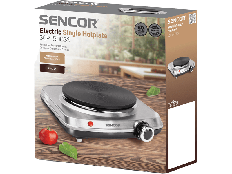 Elektromos főzőlap, 1 lapos, 1500W, inox