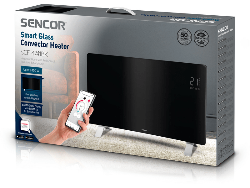 Sencor SCF 4741BK Elektromos üveg fűtőpanel, fekete